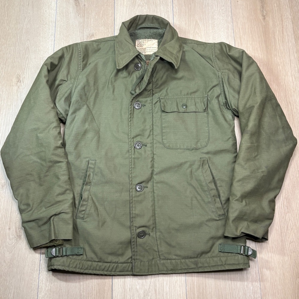 Vintage Navy Alpha A-2 Permeable Deck Jacket Mens Small Olive Military Drab 70s